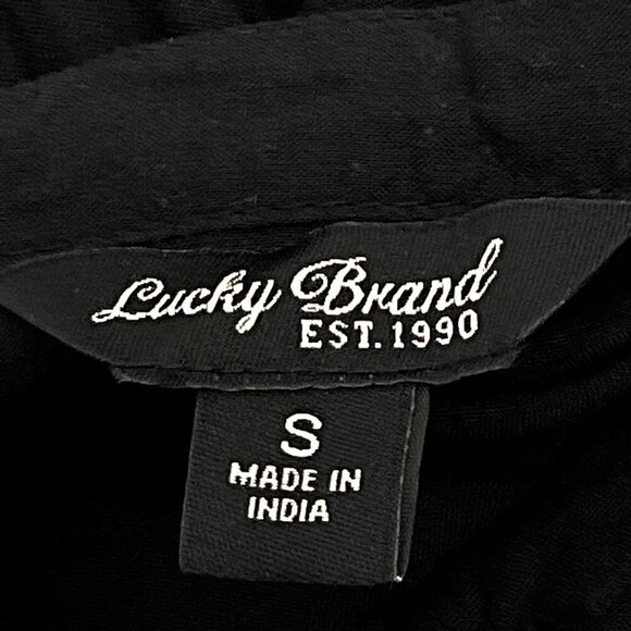 Lucky Brand Top Women S Black V-Neck Embroidered Button Up Whimsigoth Dark Fairy - Picture 7 of 11